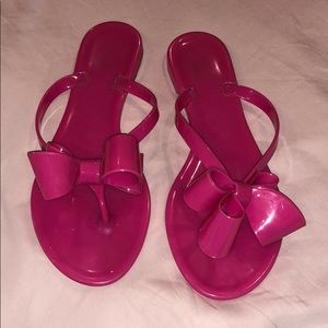 Cute pink bow jelly sandals